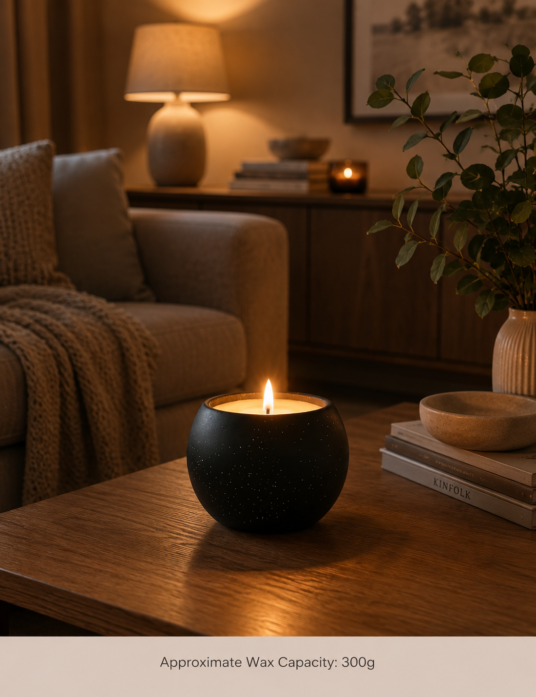 Black Frosted Ceramic Candle Container