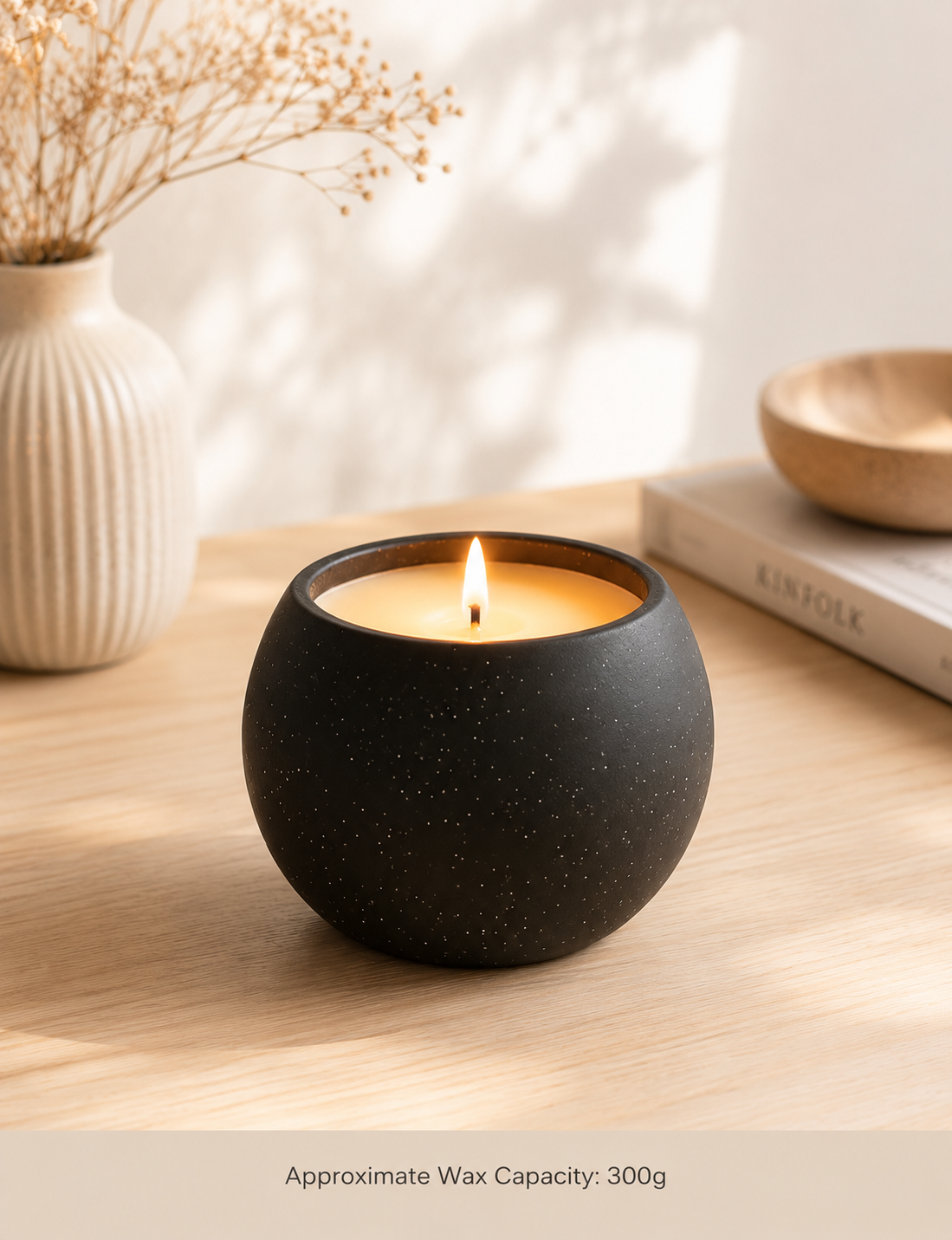 Black Frosted Ceramic Candle Container