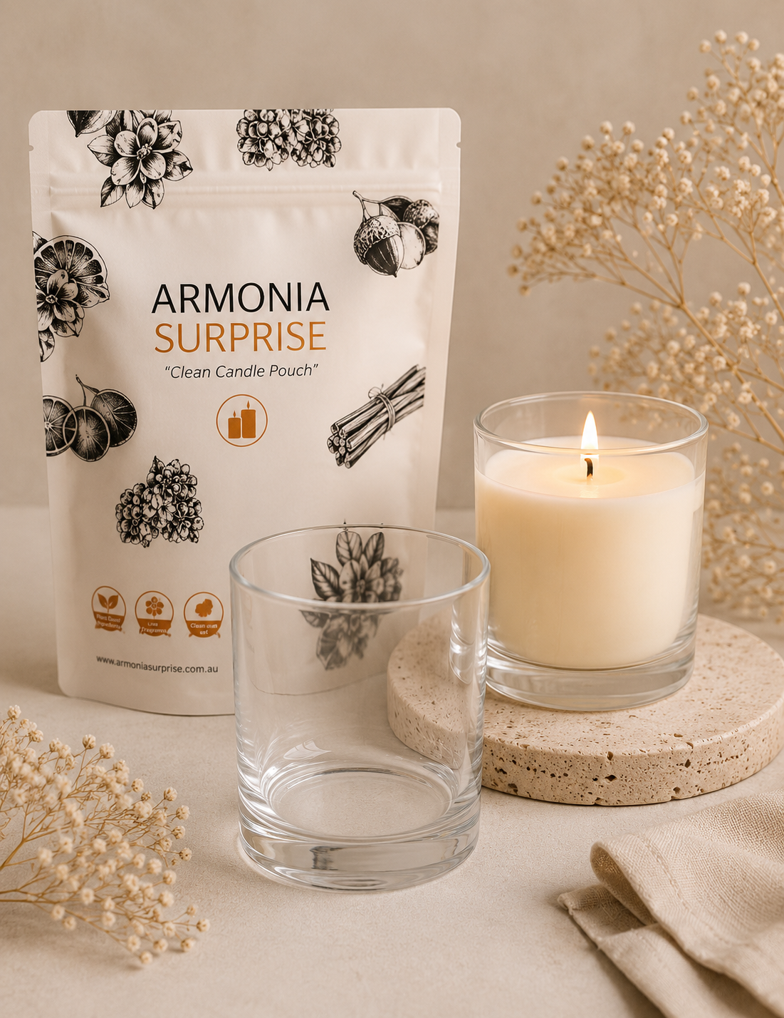 Premium Candle Bundle 2 DIY Kits + Glass Jars + Crystals + Gift Box